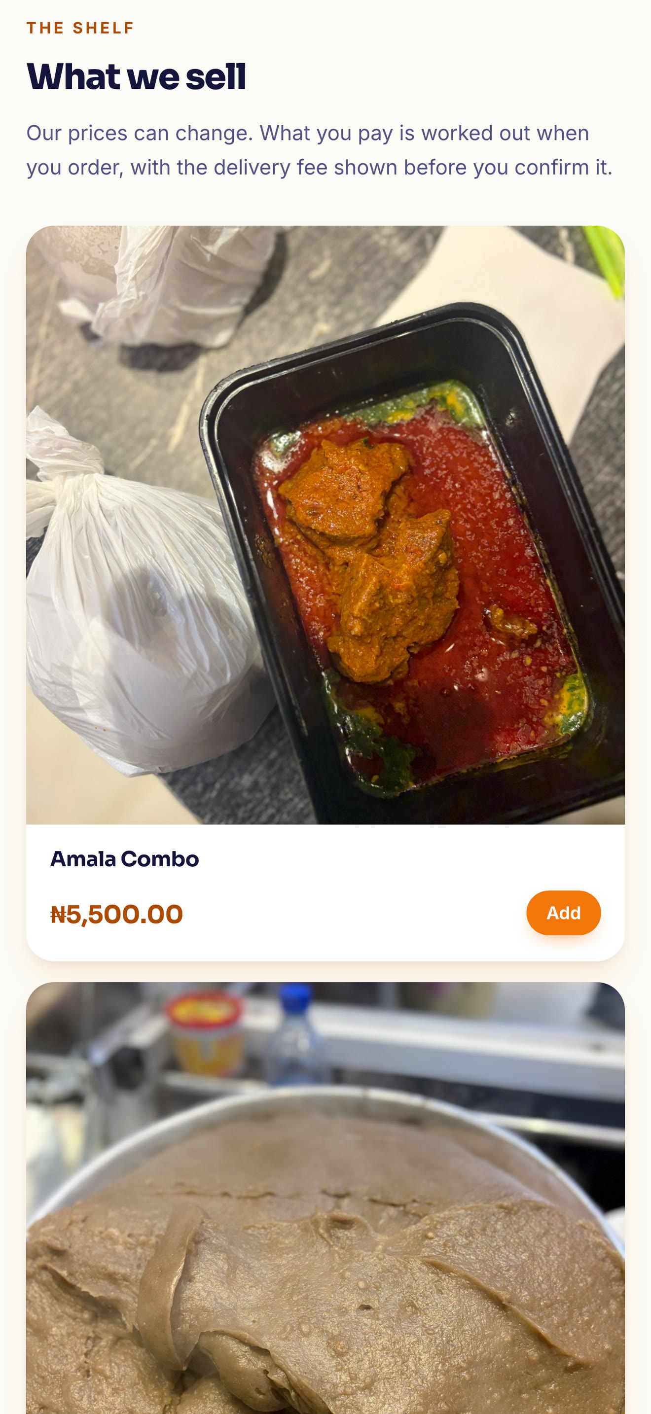 A Lagos restaurant’s menu on patride.com
