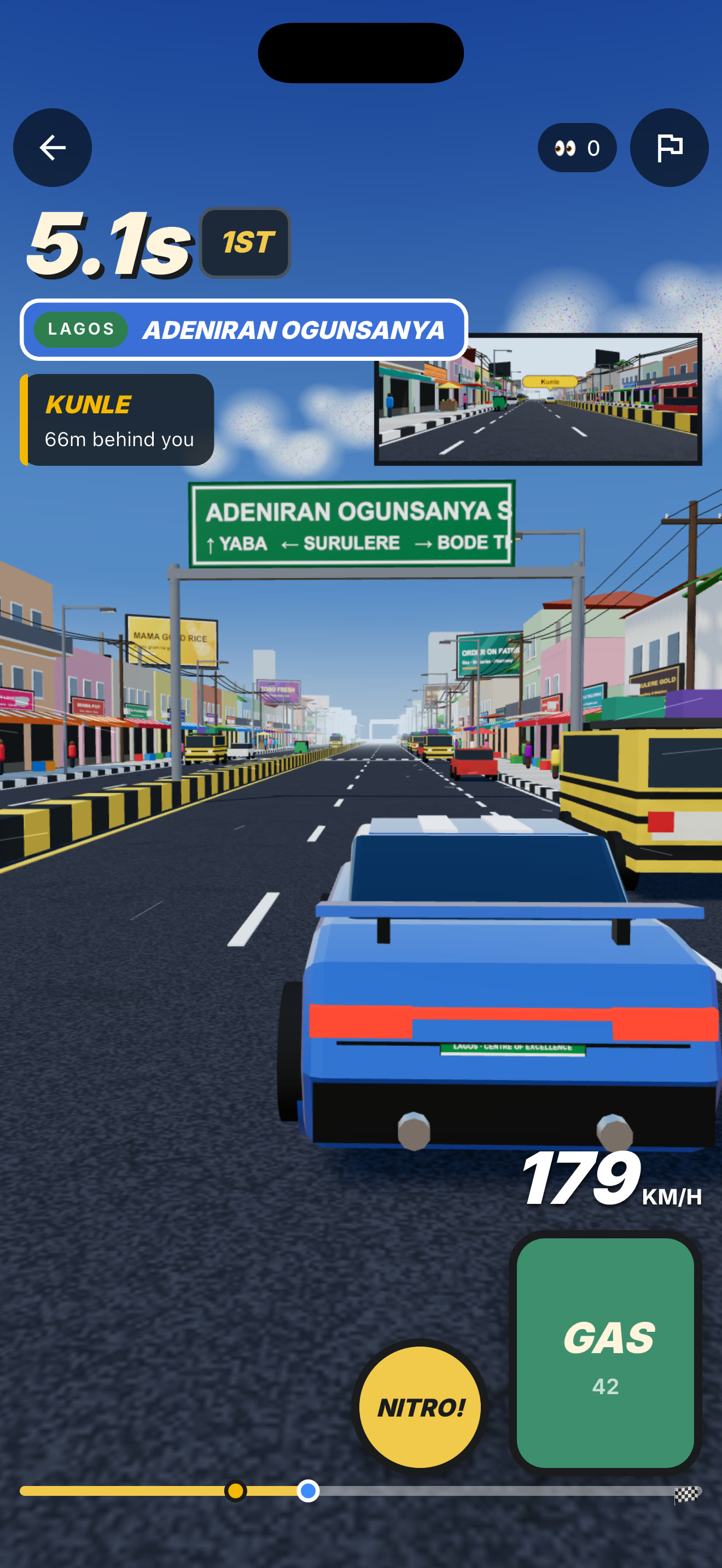A street race on Adeniran Ogunsanya